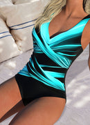 Maiô Estampado Com Decote Transpassado E Drapeado