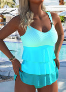 Tankíni Texturizado Com Camadas Contrastantes E Saia