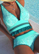 Biquíni Estampado Cintura Alta Com Babado Delicado