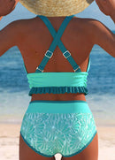 Biquíni Estampado Cintura Alta Com Babado Delicado