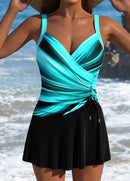 Maiô Estampado Com Saia Transpassada E Ajuste Lateral