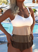 Tankíni Texturizado Com Camadas Contrastantes E Saia