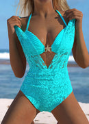 Maiô Renda Com Decote Profundo E Detalhe Central