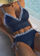 Biquíni Top Texturizado com Babados Contrastantes