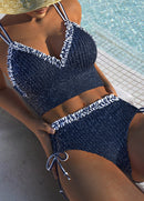 Biquíni Top Texturizado com Babados Contrastantes