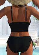 Biquíni Estampado Com Babados Delicados E Cintura Alta