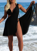 Saída de Praia Transpassada Com Alças Largas Texturizadas