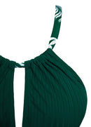 Tankíni Franzido Com Recorte Frontal E Alças Estampadas