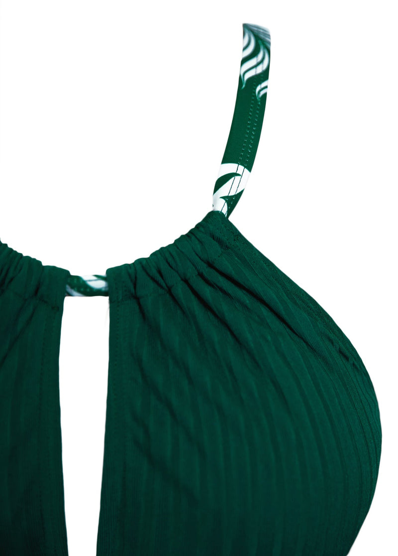 Tankíni Franzido Com Recorte Frontal E Alças Estampadas