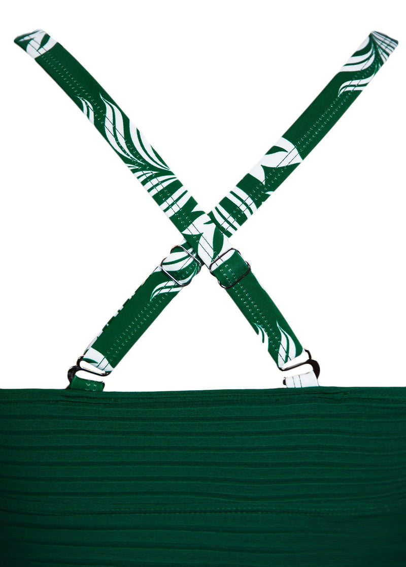 Tankíni Franzido Com Recorte Frontal E Alças Estampadas