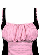 Tankíni Franzido Com Contraste Lateral E Saia Lisa