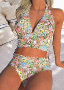 Biquíni Floral Com Top Cropped E Calcinha Cintura Alta