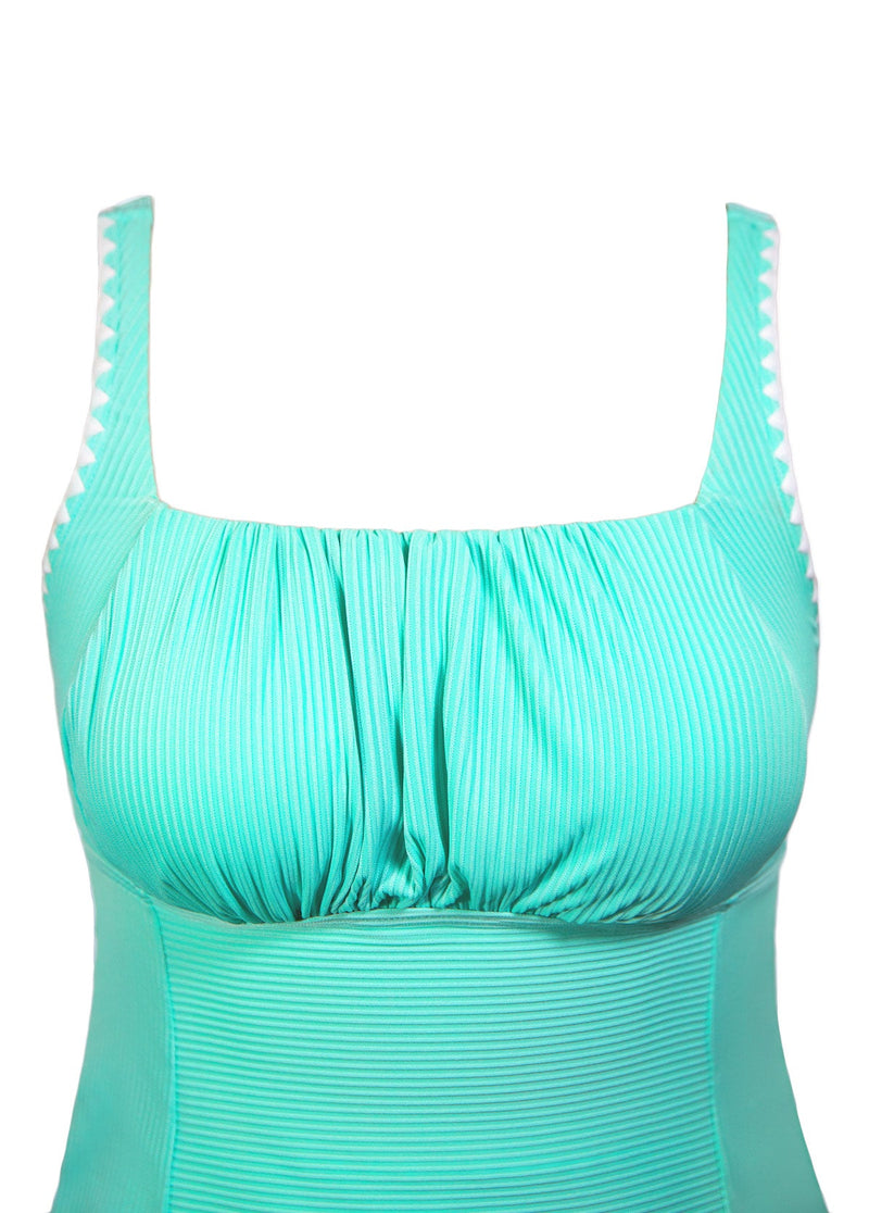 Tankíni Canelado Com Alças Largas E Estampa Paisley