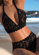 Biquíni Cintura Alta Em Renda Com Detalhe Ondulado