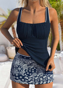 Tankíni Canelado Com Alças Largas E Estampa Paisley