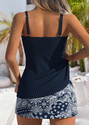 Tankíni Canelado Com Alças Largas E Estampa Paisley