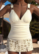 Tankíni Franzido Com Argolas E Estampa Étnica Tropical