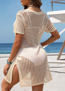 Saída de Praia Aberta em Tricot com Botões e Bolsos