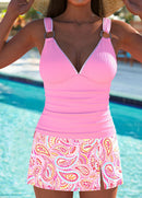 Tankíni Franzido Com Argolas E Estampa Étnica Tropical