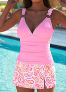 Tankíni Franzido Com Argolas E Estampa Étnica Tropical