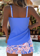 Tankíni Canelado Com Alças Largas E Estampa Paisley