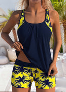 Tankíni Floral Com Decote Redondo E Short Com Elástico