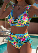 Biquíni Estampado Cintura Alta Com Argolas Decorativas