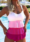 Tankíni Texturizado Com Camadas Contrastantes E Saia