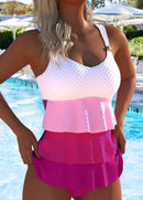 Tankíni Texturizado Com Camadas Contrastantes E Saia