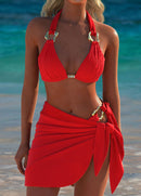 Conjunto Biquíni Com Argolas e Saia Transpassada