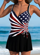 Maiô Estampado Com Saia Transpassada E Ajuste Lateral