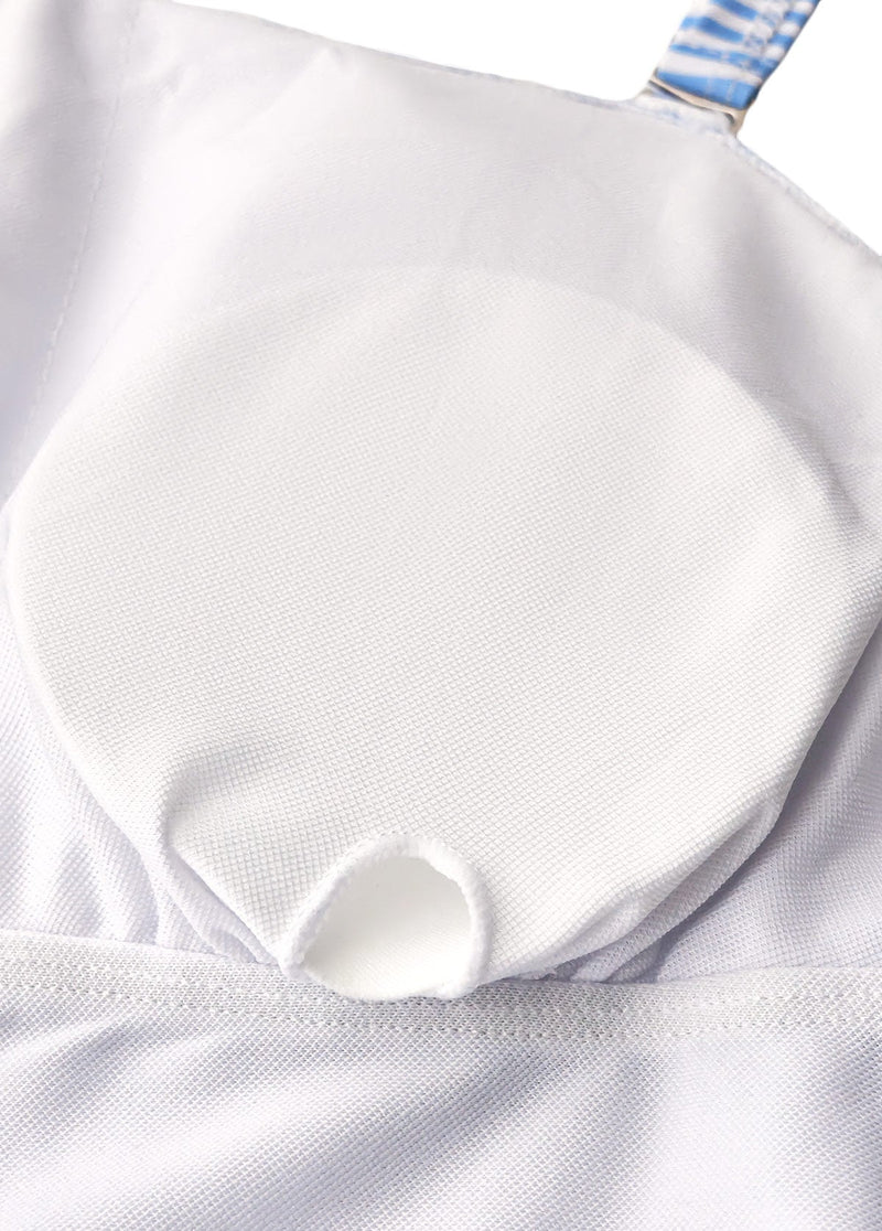 Maiô Listrado Um Ombro Só Com Babado E Saia Ajustável