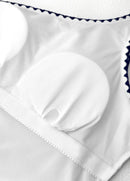 Maiô Um Ombro Só Estampado Com Laço E Acabamento Zig Zag