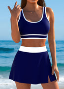 Conjunto Praia Bicolor Com Top Esportivo E Saia Com Fenda