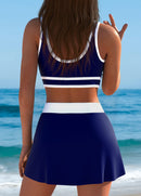 Conjunto Praia Bicolor Com Top Esportivo E Saia Com Fenda