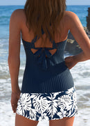 Tankíni Canelado Com Alças Duplas E Estampa Botânica