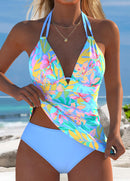 Tankíni Estampado Decote V Com Alças Finas