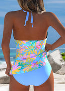 Tankíni Estampado Decote V Com Alças Finas