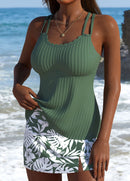 Tankíni Canelado Com Alças Duplas E Estampa Botânica