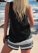 Tankíni Canelado Com Short Estampado Étnico Geométrico