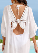 Saída de Praia Bata Solta com Detalhe em Crochê