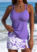 Tankíni Canelado Com Alças Duplas E Estampa Botânica