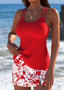 Tankíni Canelado Com Alças Duplas E Estampa Botânica