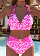 Biquíni Meia Taça Animal Print Cintura Alta com Fivela