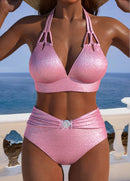 Biquíni Texturizado Cintura Alta Com Detalhe Animal Print