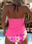 Tankíni Brilhante Decote V Com Alças Finas Ajustáveis