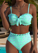 Biquíni Floral Cintura Alta Tomara Que Caia Com Babados