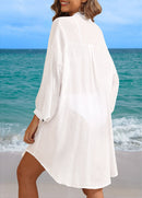 Saída de Praia Camisão Oversized Com Botões Elegante