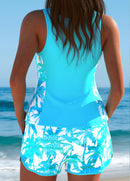 Tankíni Com Estampa Botânica E Short Com Bolsos