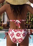 Biquíni Estampado Floral Com Alças Largas E Laços Laterais